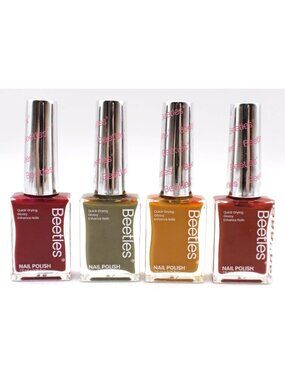 Beetles Nail Polish Set 4 Quick-Drying Glossy Finish Colors 7.5ml Long-Lasting